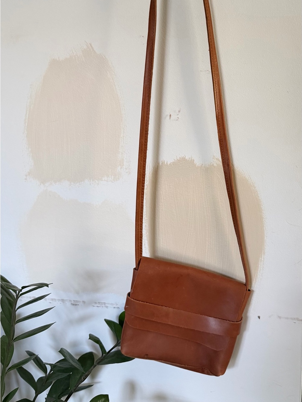 Able Minimalist Brown Leather Crossbody Bag